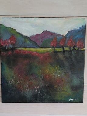Original Ginger Ebert Acrylic Abstract Landscape Painting Signed "Shadows"